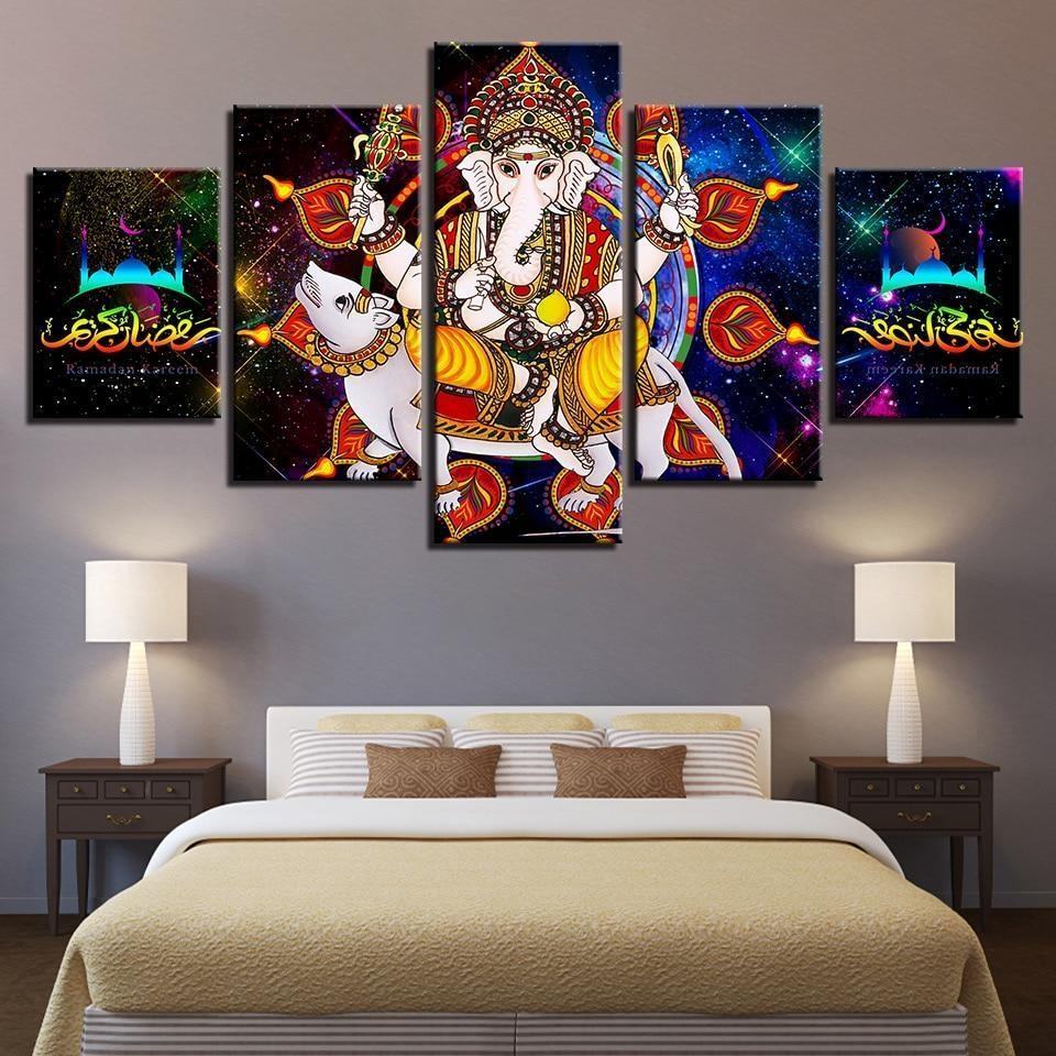 Hindu God Ganesha Elephant 4 Religion Leinwandbilder Kunstdrucke Rahmen