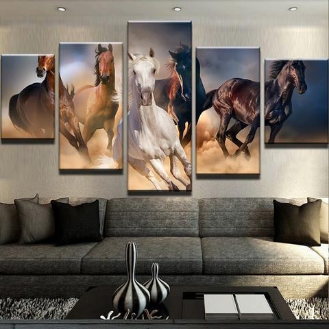 Horse Stampede Animal Leinwandbilder Kunstdrucke  