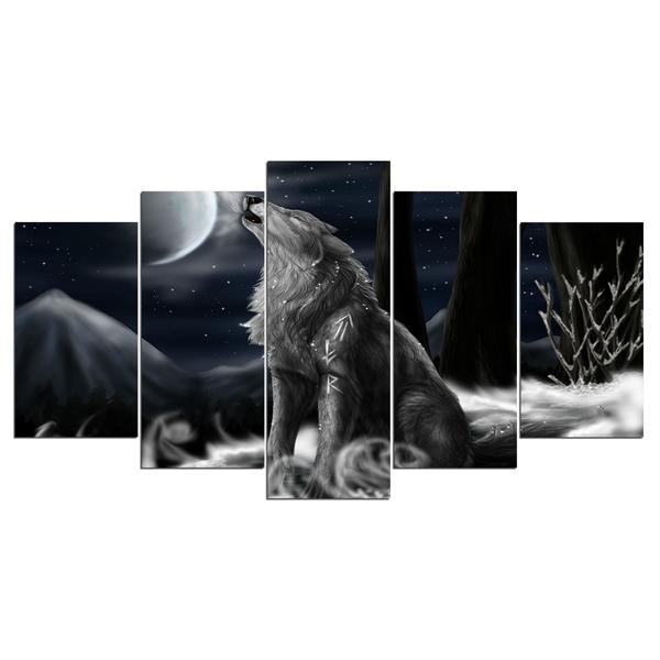 Howling Wolf Moon Night Animal Leinwandbilder Kunstdrucke howling wolf moon night animal leinwandbilder kunstdrucke 1301