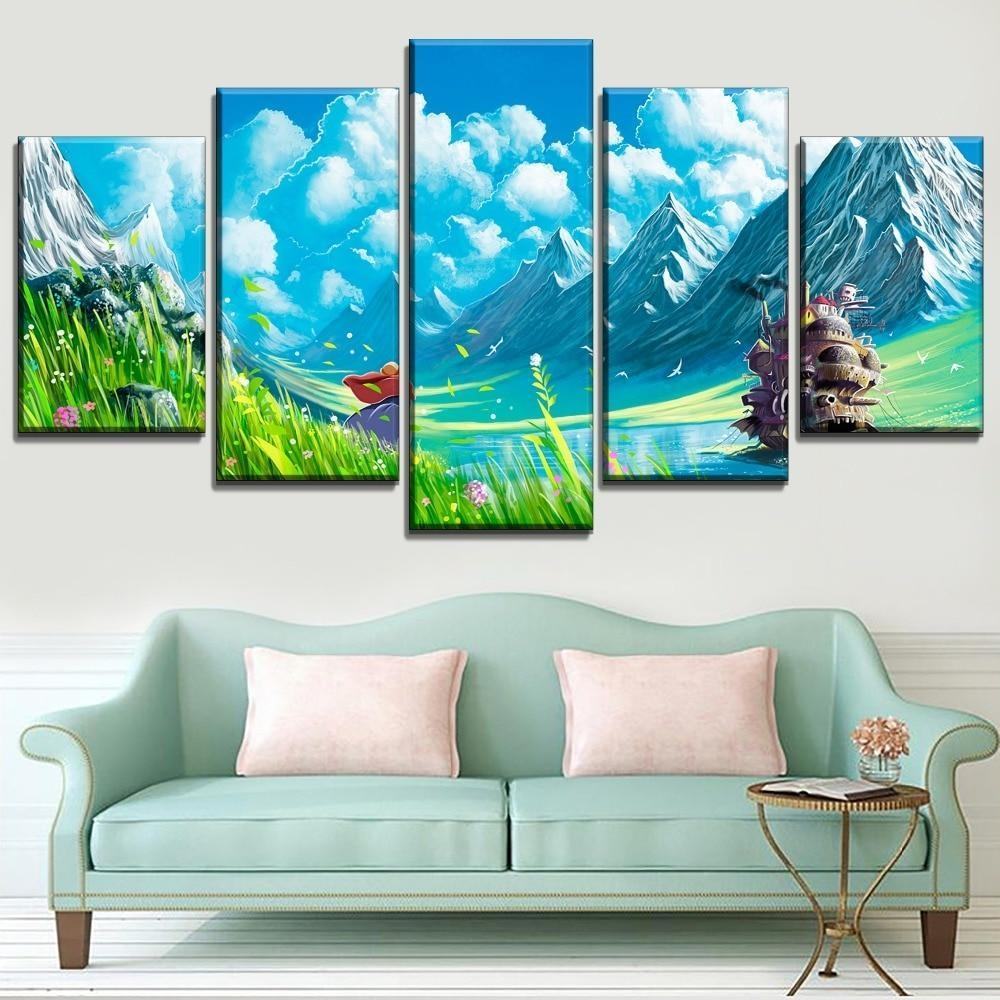 Howls Moving Castle Nature Anime Leinwandbilder Kunstdrucke howls moving castle nature anime leinwandbilder kunstdrucke 7004