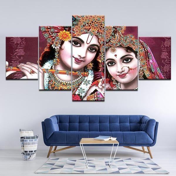 India God Radha Krishna Religion Leinwandbilder Kunstdrucke Rahmen