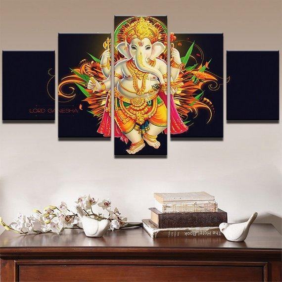 India Tibetan Lord Ganesha God Hindu Religion Leinwandbilder Kunstdrucke Rahmen