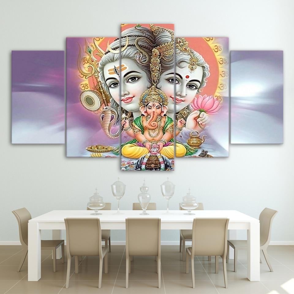 Indu God Canvas Lord Shiva Parvati Ganesh Religion Leinwandbilder Kunstdrucke Rahmen