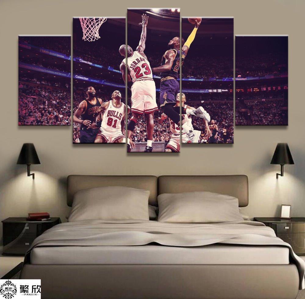 James Vs Jordan Basketball Star Celebrity Leinwandbilder Kunstdrucke Rahmen