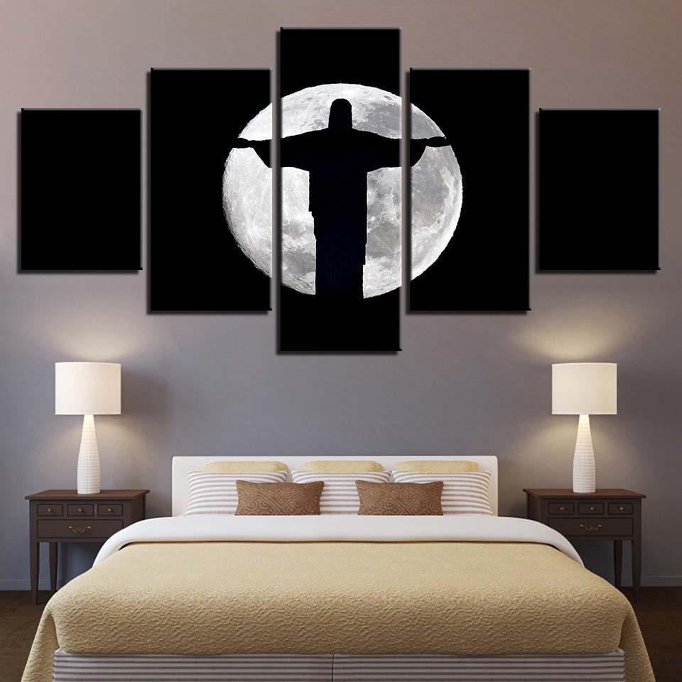 Jesus Christ Moon Shadow Abstract Religion Leinwandbilder Kunstdrucke Rahmen