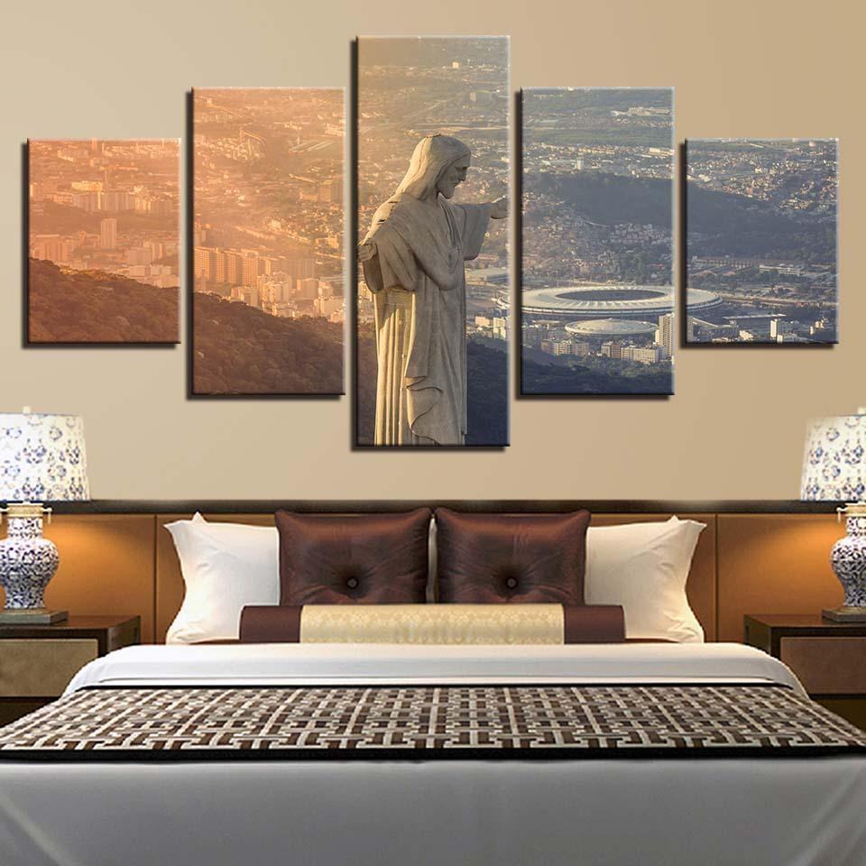 jesus christ the redeemer statue brazil nature leinwandbilder kunstdrucke 3035