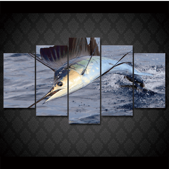 Jumping Sailfish Fishing Leinwandbilder Kunstdrucke Rahmen