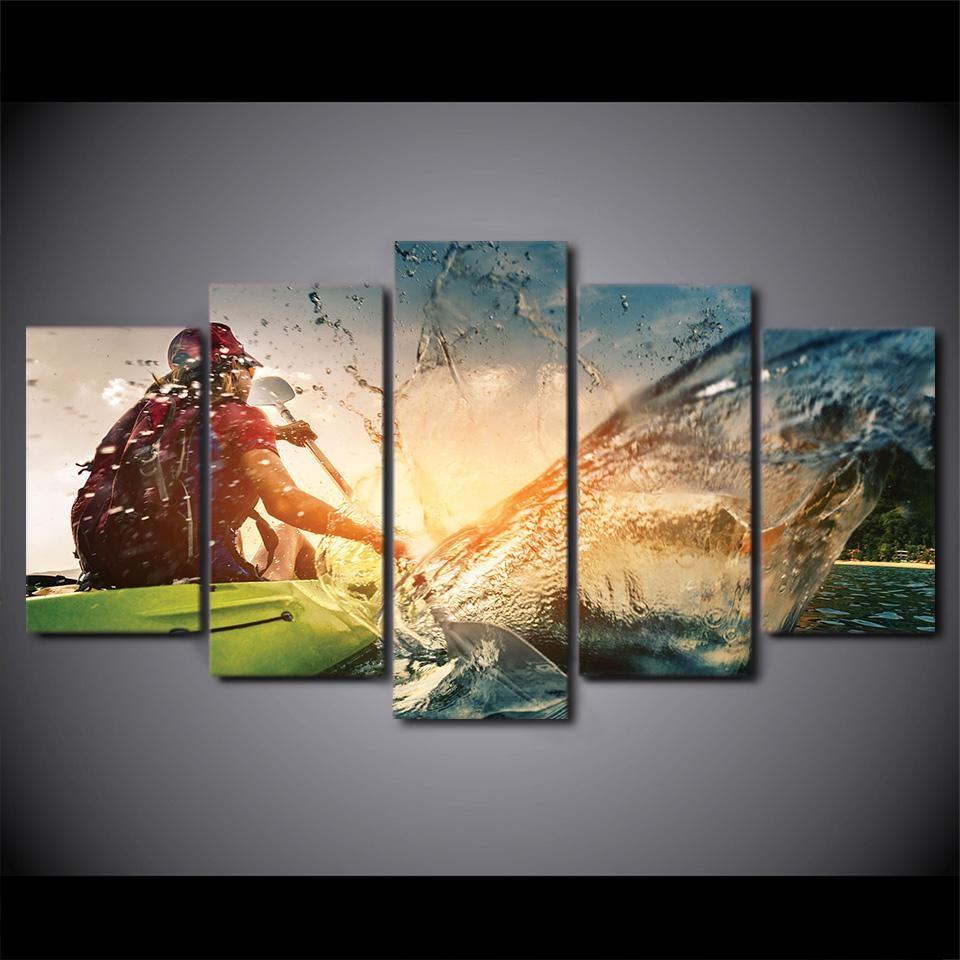 Kanusport Spritz Leinwanddruck – Sportkunst für Wassersport-Fans
