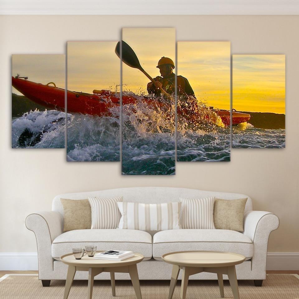 Kanusport Wasser Spritzer Leinwanddruck – Wassersport Kunstwerk