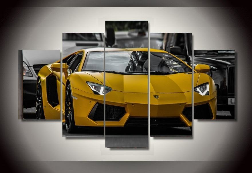 Lamborghini Yellow Sports Car Leinwandbilder Kunstdrucke  