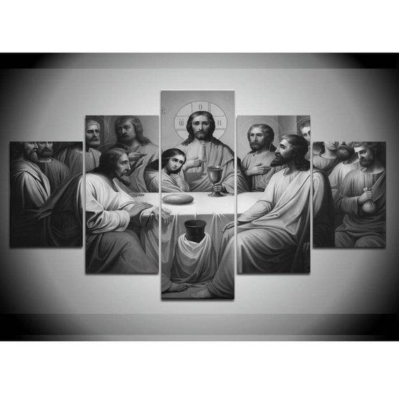 Large Last In Black And White Supper Jesus Religion Leinwandbilder Kunstdrucke Rahmen
