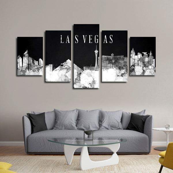 Las Vegas Aquarell Skyline Bw Leinwandbilder Kunstdrucke Rahmen