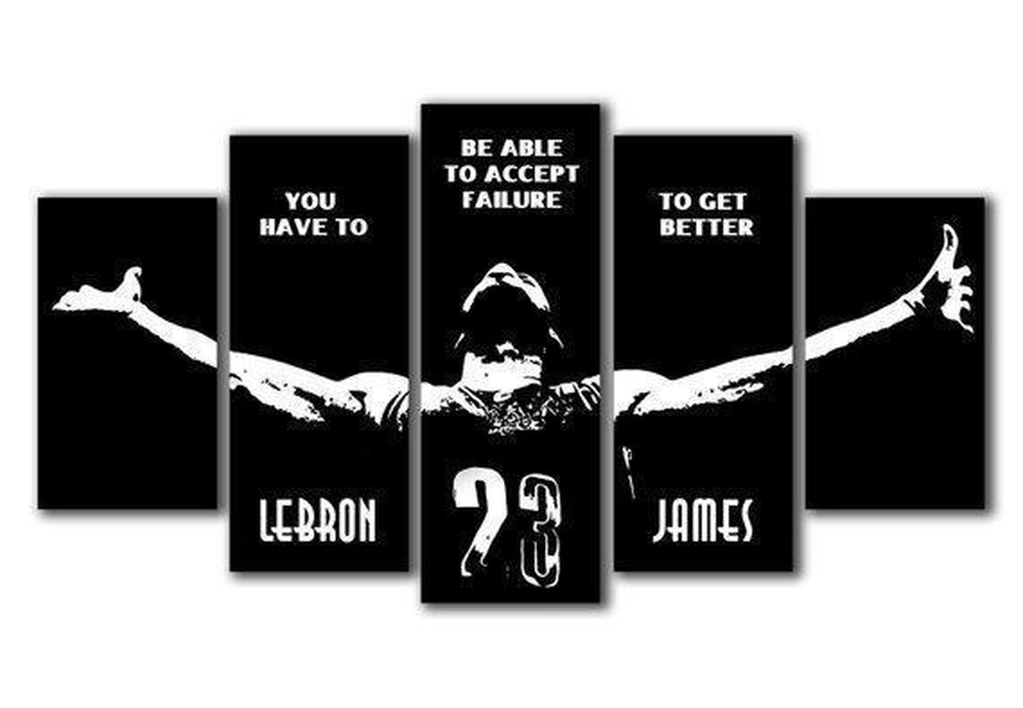 Lebron James Basketball Star Black Banner Quotes Celebrity Leinwandbilder Kunstdrucke  