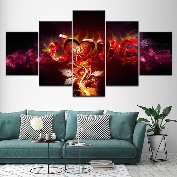 Letters Love Fire Flower Abstract Leinwandbilder Kunstdrucke  