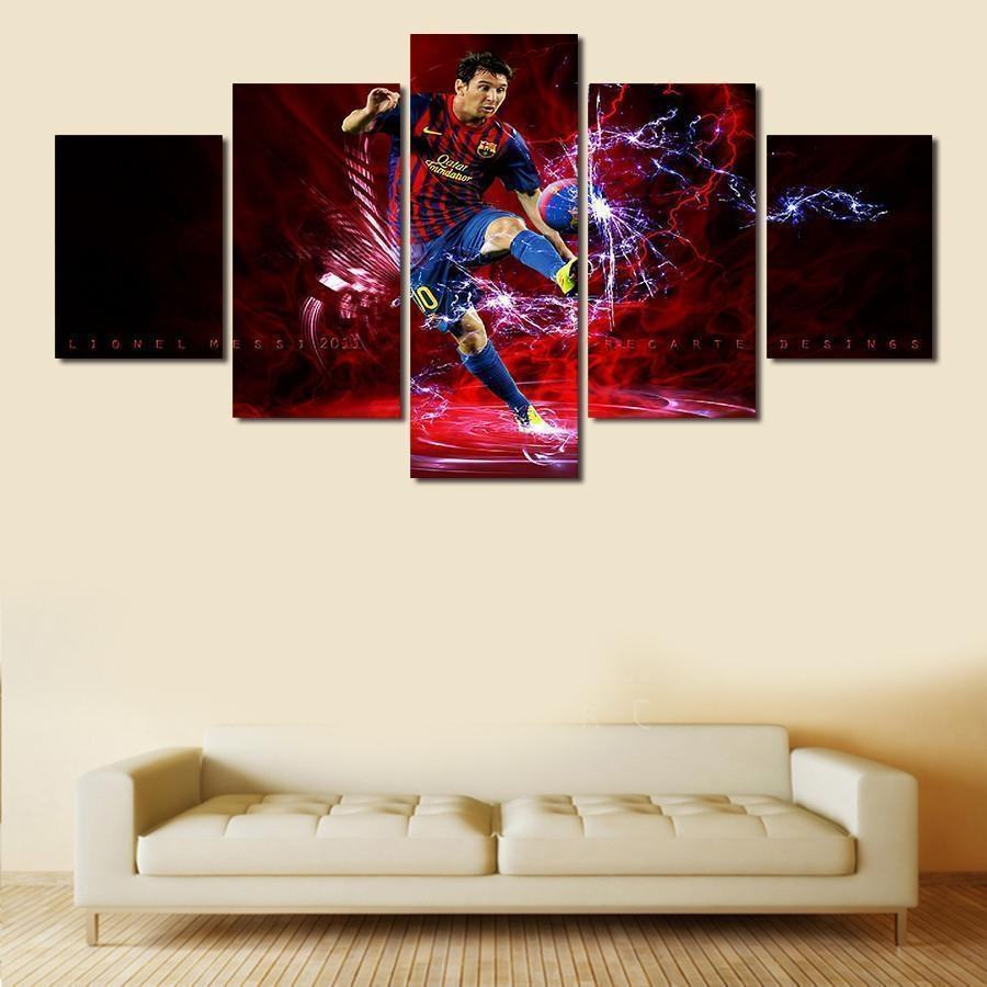 Lionel Messi Thunder Logo Soccer Leinwandbilder Kunstdrucke Rahmen