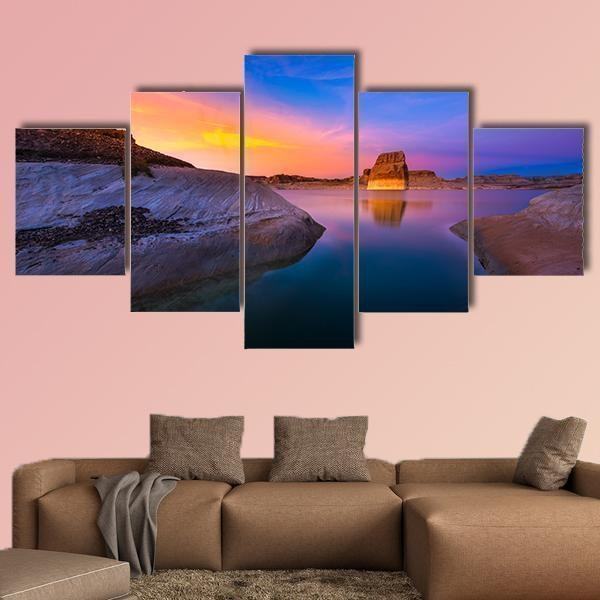 lone rock beach at sunset calm lake powell utah nature leinwandbilder kunstdrucke 1059