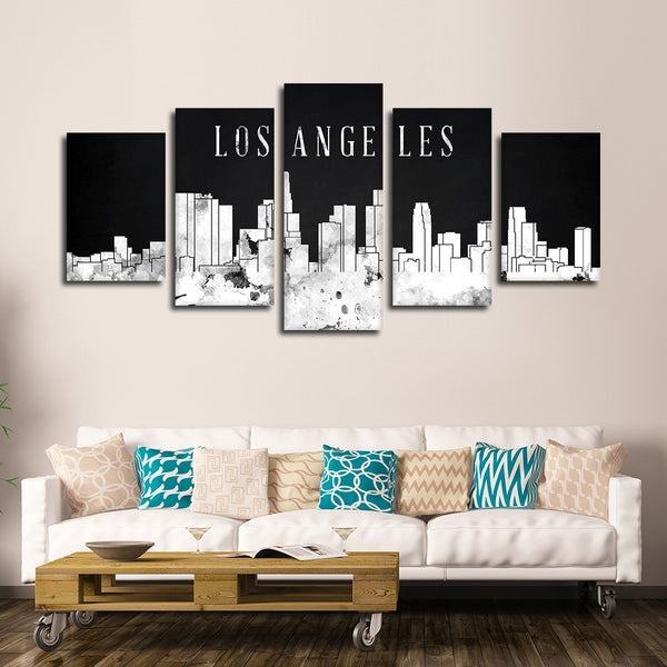 Los Angeles Aquarell Skyline Bw Leinwandbilder Kunstdrucke Rahmen