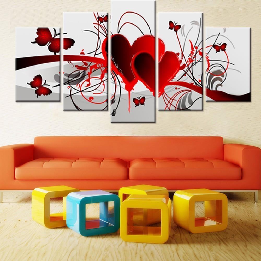 Lovely Hearts And Butterflies Abstract Leinwandbilder Kunstdrucke  