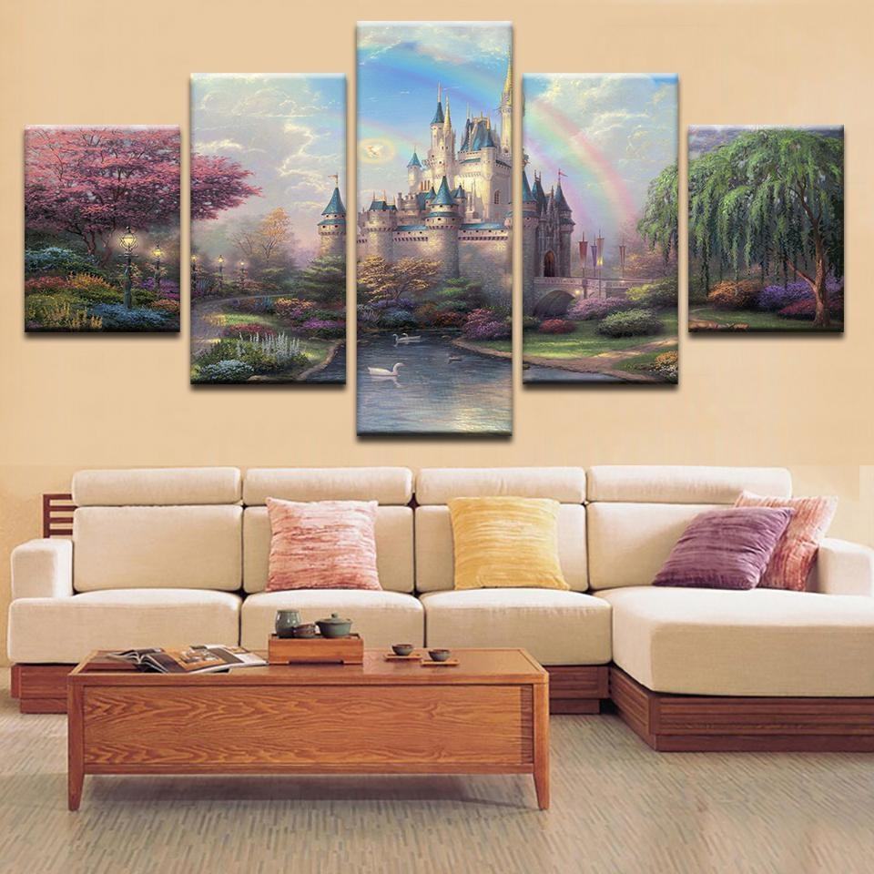 Magical Castle Karikatur Leinwandbilder Kunstdrucke Rahmen