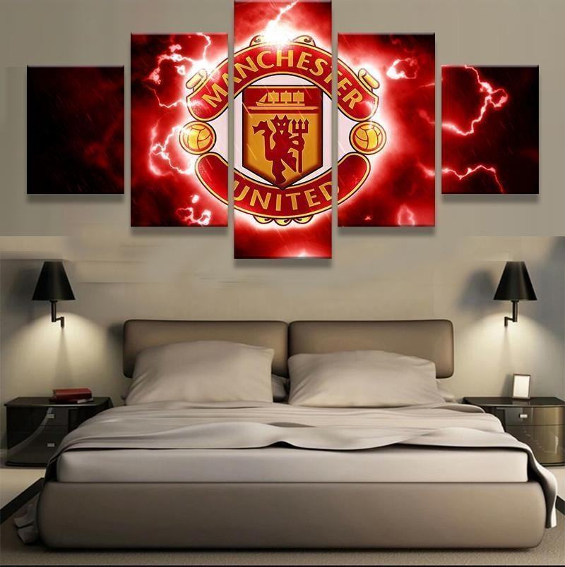 Manchester United Thunde Logo Soccer Leinwandbilder Kunstdrucke Rahmen
