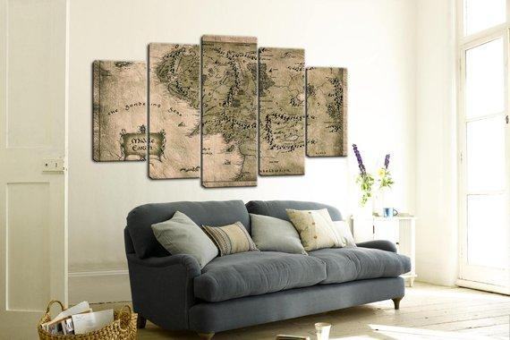 Map Of Middle Earth The Lord Of The Rings Movie Leinwandbilder Kunstdrucke   