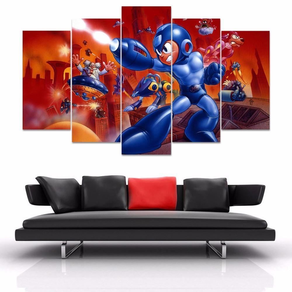 Megaman Classic Edition Karikatur Leinwandbilder Kunstdrucke Rahmen