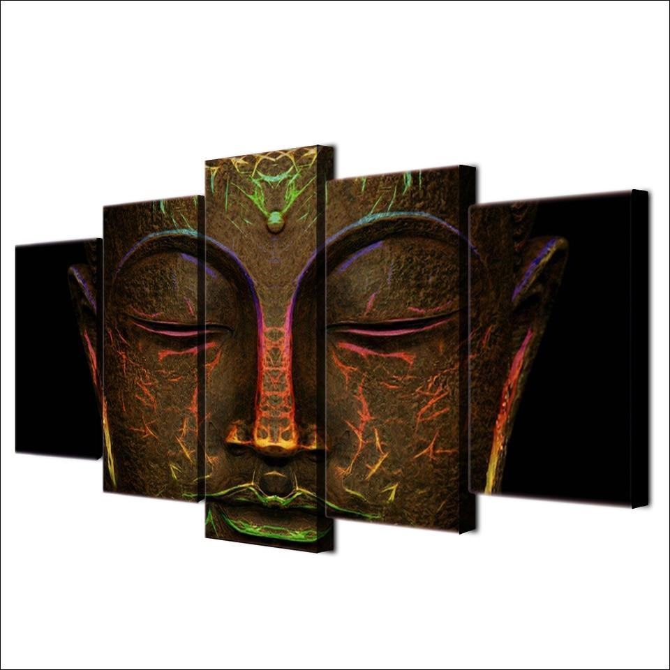 Metal Buddha Face Religion Leinwandbilder Kunstdrucke Rahmen
