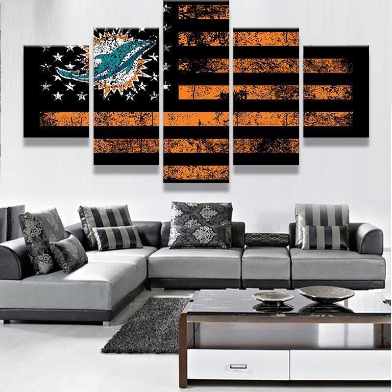 Miami Dolphins Usa Flag Abstract Leinwandbilder Kunstdrucke  