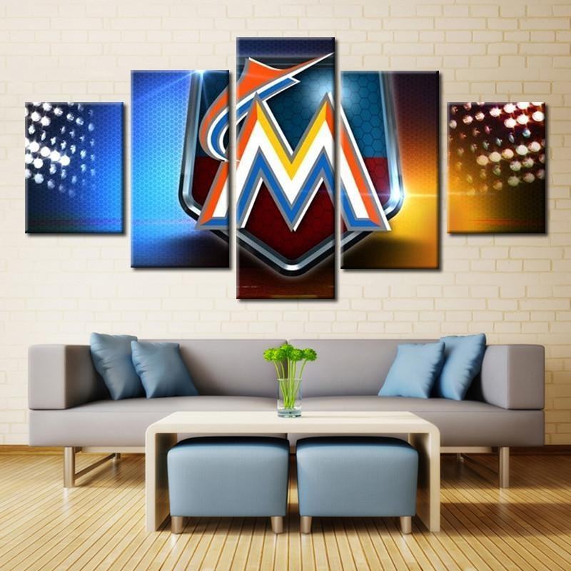 Miami Marlins Sports Team Abstract – Sport Leinwandbilder für Fans