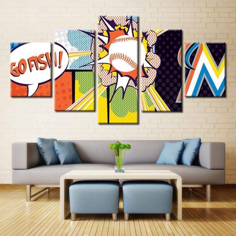 Miami Marlins Sports Team Pop Art – Sport Leinwandbilder für Fans