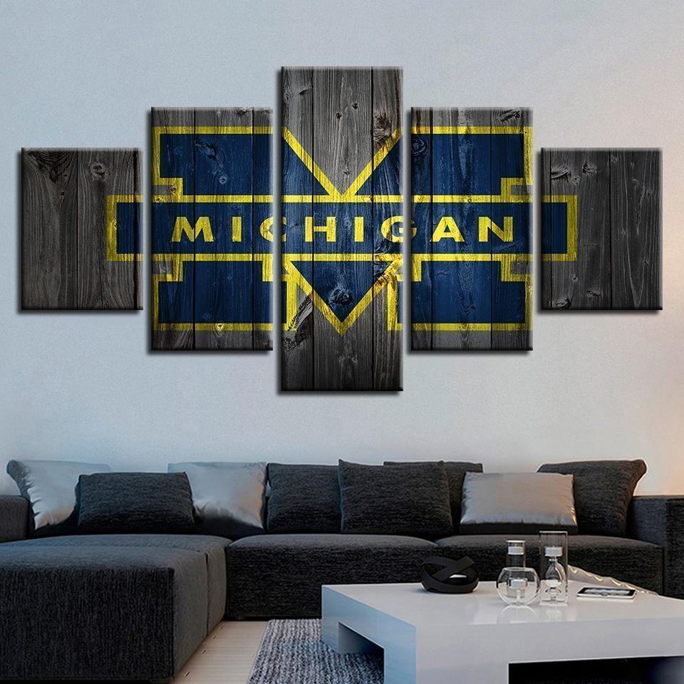 Michigan Wolverines Barnwood Sport Leinwandbilder Kunstdrucke