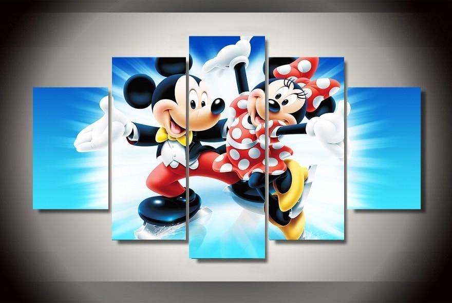 Mickey Mouse Mickey Dancing Wih Winnie Cartoon Leinwandbilder Kunstdrucke  