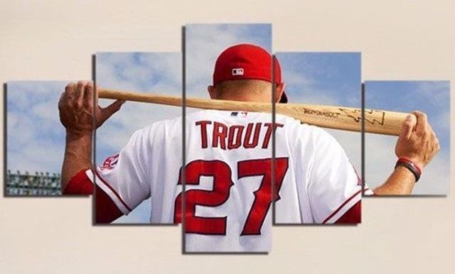 Mike Trout 27 Of Los Angeles Angels Team Baseball Leinwandbilder Kunstdrucke Rahmen
