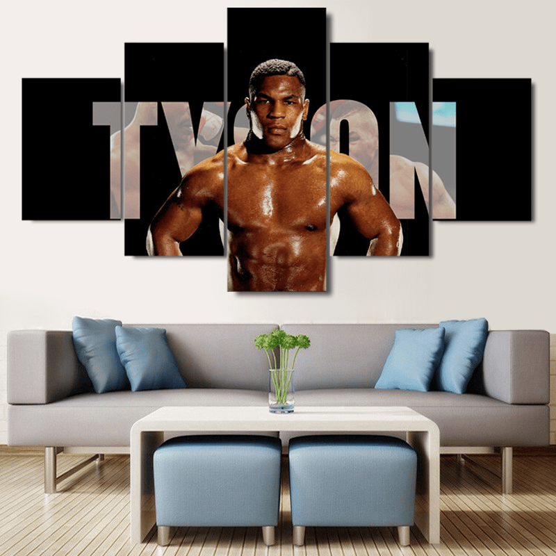 Mike Tyson Boxen Leinwandbild – Iron Mike Sport Wandbild für Boxfans Wohnzimmer und Fitnessstudio