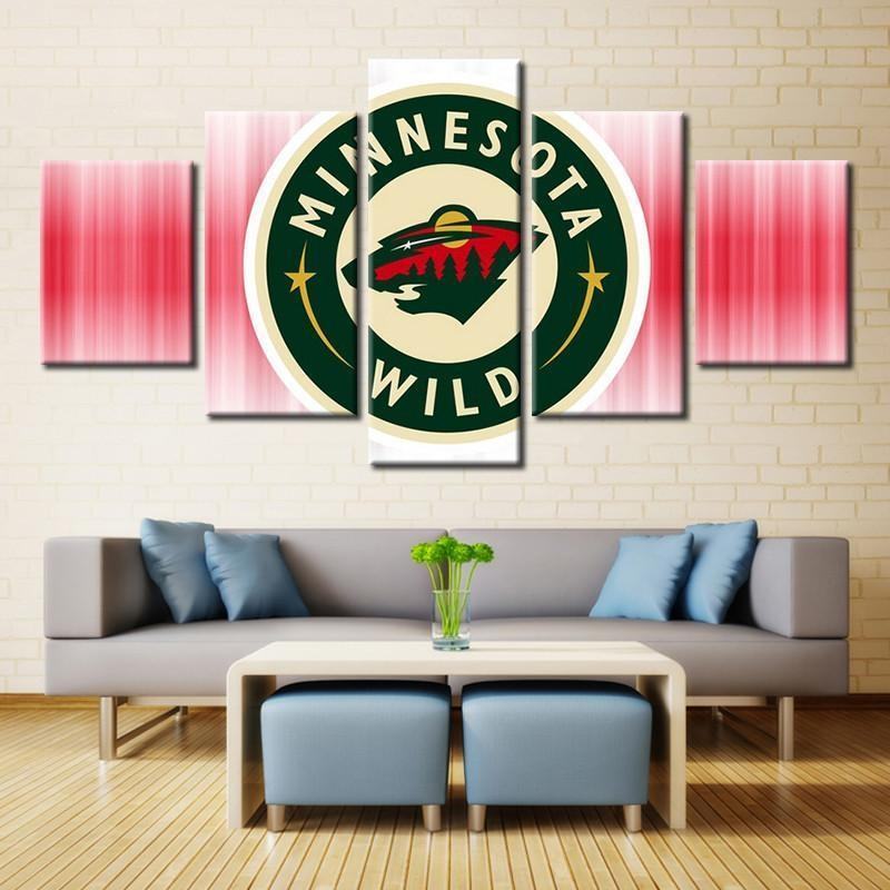 Minnesota Wild Ice Hockey Logo Red – Sport Leinwandbilder für Eishockey-Fans