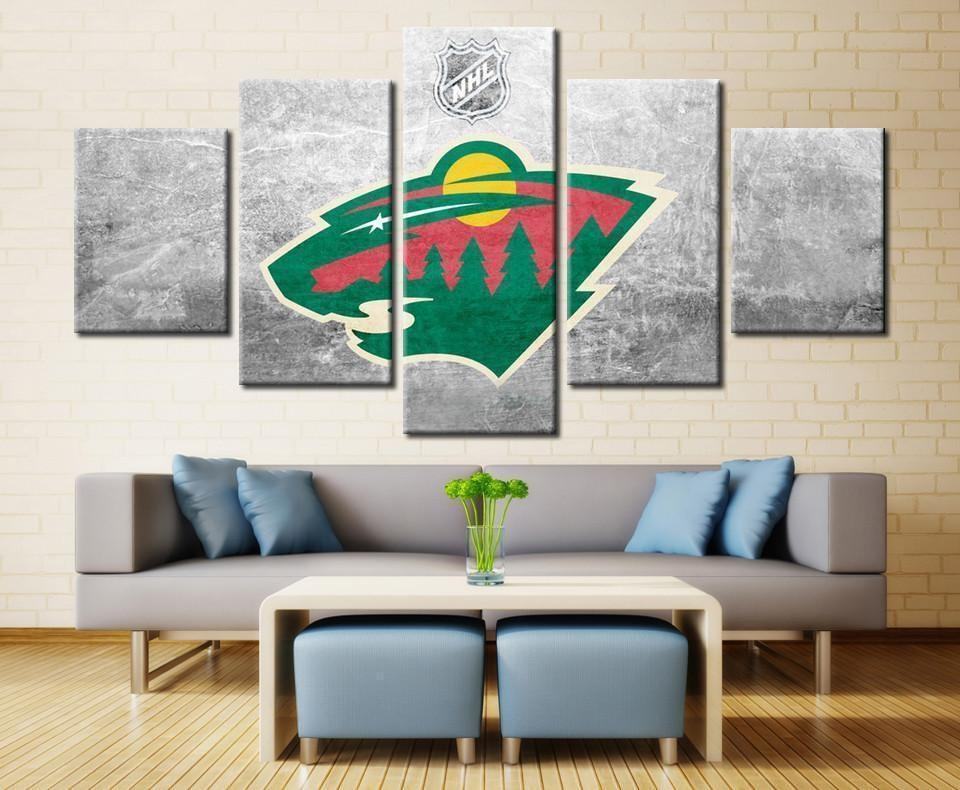 Minnesota Wild Logo 1 Ice Hockey Leinwandbilder Kunstdrucke Rahmen