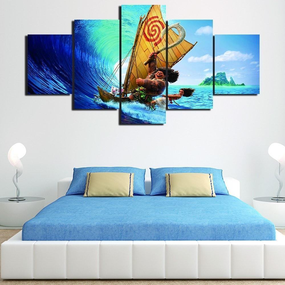 Moana And Maui Surfing Cartoon Leinwandbilder Kunstdrucke  