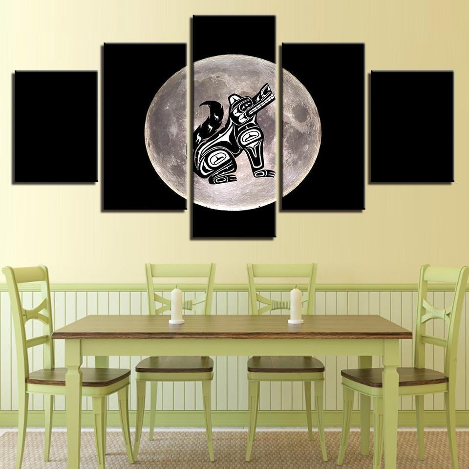 Moon And Karikatur Dog Abstract Leinwandbilder Kunstdrucke Rahmen