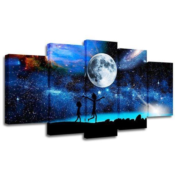 Moon Rick And Morty 4 Karikatur Leinwandbilder Kunstdrucke Rahmen