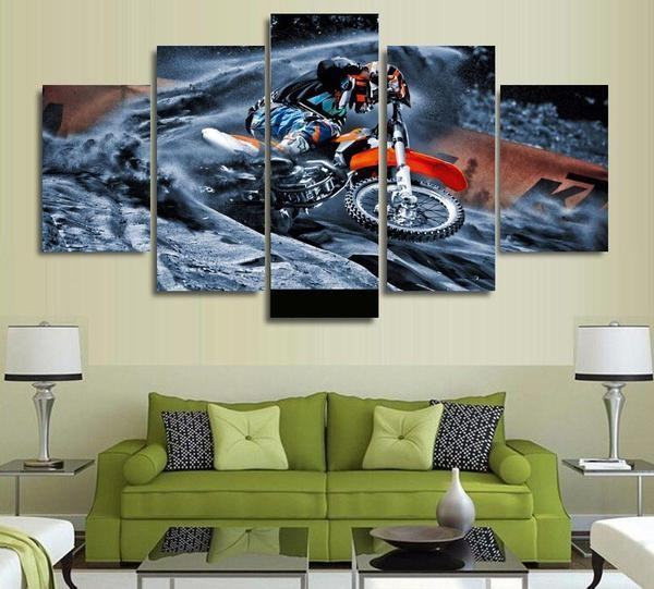 Motocross Supercross Dirtbike in der Luft – Leinwanddruck für Motocross Stunts