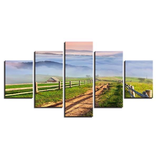 Mountain Farm House Path Field Scenery Nature Leinwandbilder Kunstdrucke  