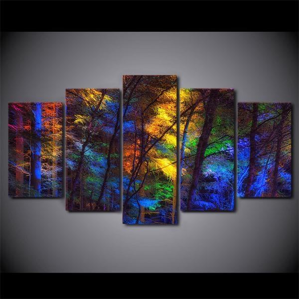 Multi Colored Forest Trees Fall Nature Leinwandbilder Kunstdrucke  