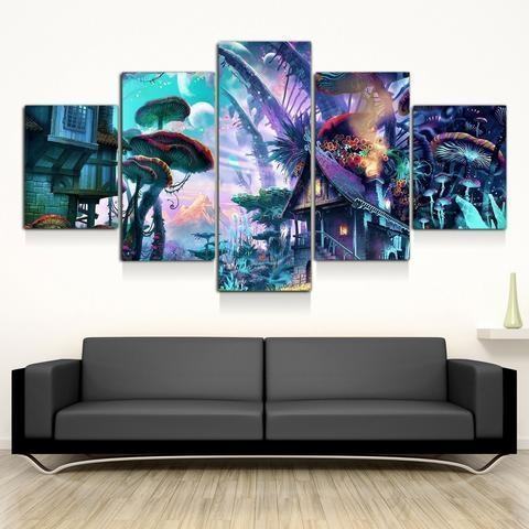 Mushroom World Karikatur Leinwandbilder Kunstdrucke Rahmen