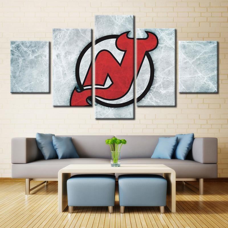 New Jersey Devils Logo 2 Ice Hockey Leinwandbilder Kunstdrucke Rahmen