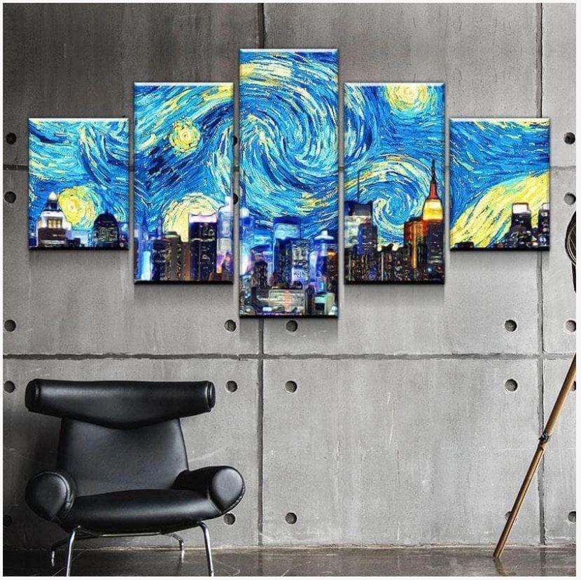 New York Sternennacht Leinwandbilder Kunstdrucke Rahmen