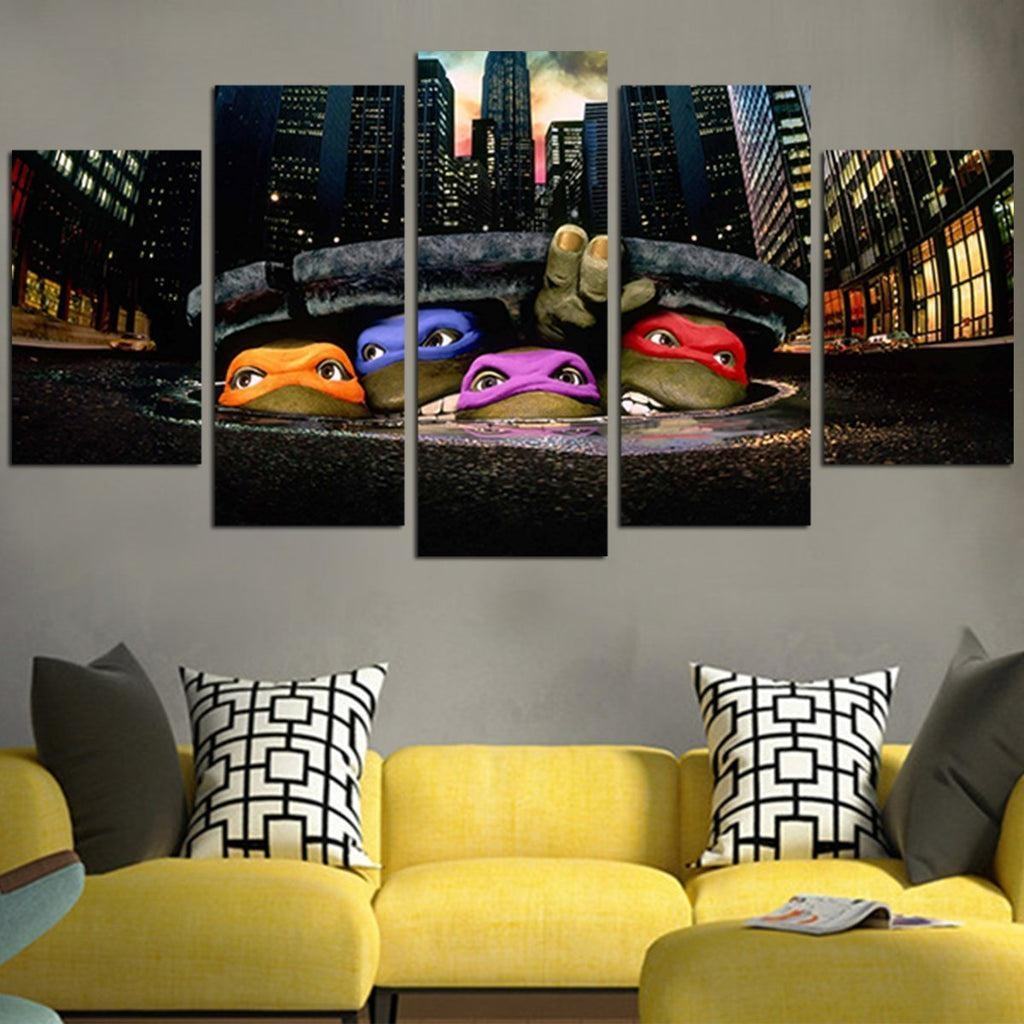Ninja Turtles Under Manhole Leinwandbilder Kunstdrucke Rahmen
