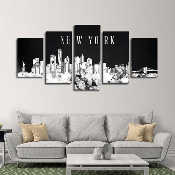 Nyc Aquarell Skyline Bw Leinwandbilder Kunstdrucke Rahmen