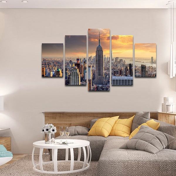 Nyc Bei Sonnenuntergang Leinwandbilder Kunstdrucke Rahmen