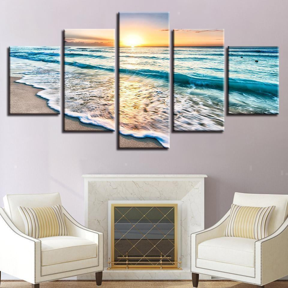 Ocean Waves In Sunset Nature Leinwandbilder Kunstdrucke  