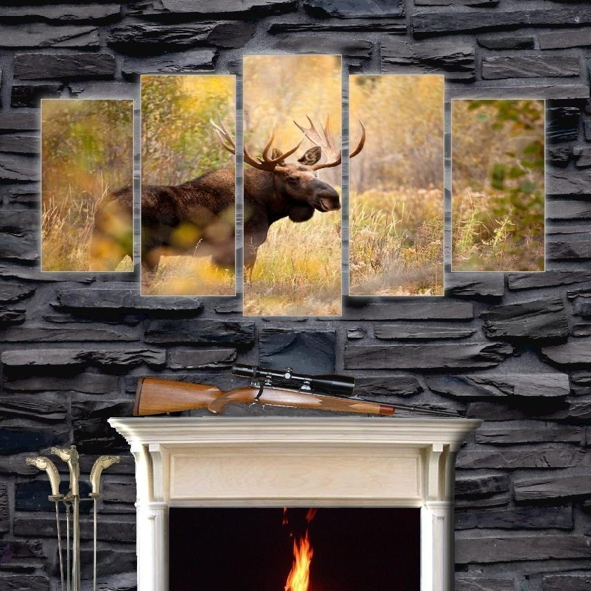 Old Elk In Forest Fashion Deer Animal Leinwandbilder Kunstdrucke  